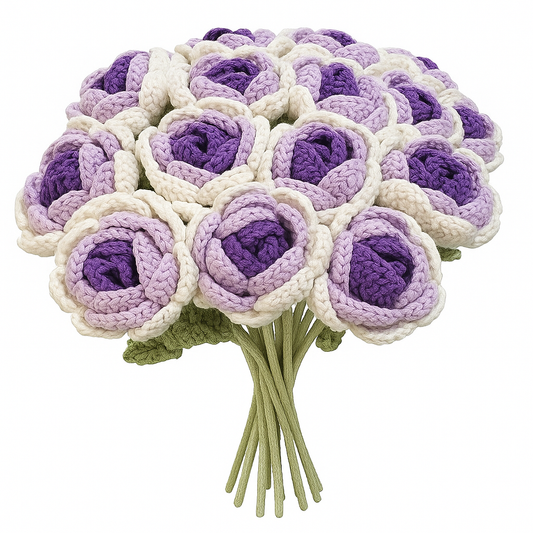 6 Pcs Fleurs en Crochet Rose | Bouquet de Roses Fait Main | Cadeau Romantique Durable