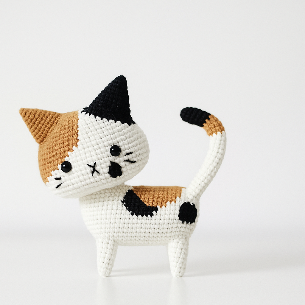 Porte-clés chat en crochet – Kit DIY fait main pour débutants