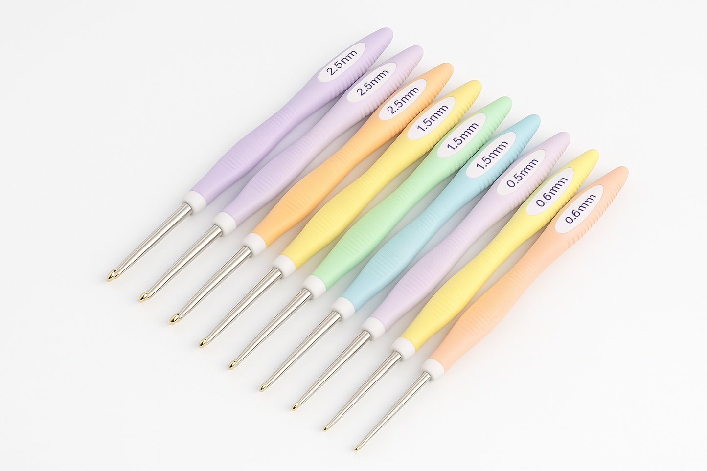 Set de 9 crochets à crochet en aluminium – Poignées colorées