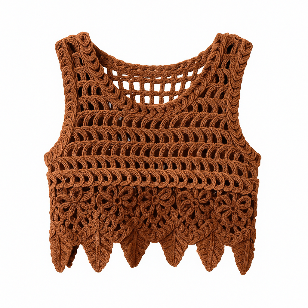 Korean Crochet Tank Top Femme – Débardeur Bohème Été