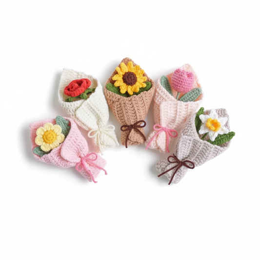 Lot de patrons crochet fleurs – Marguerite, tulipe, tournesol