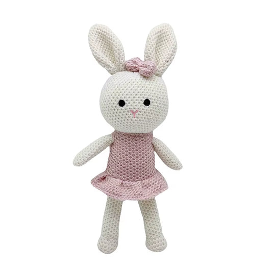 1 Pcs New Handmade Rabbit Crochet Wool Doll Wool Animal Stuffed Plush Toy Baby Soothing Knitted Couple Rabbit Cuddle Doll