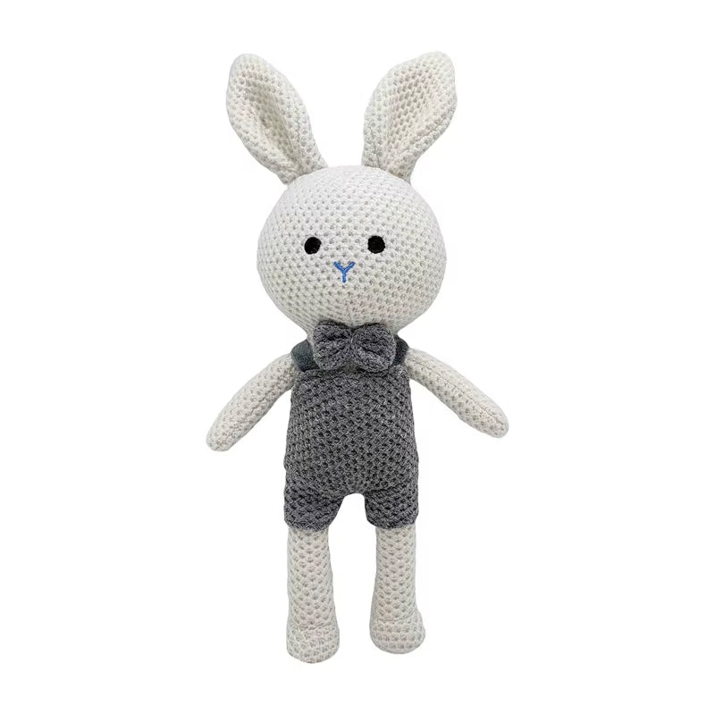1 Pcs New Handmade Rabbit Crochet Wool Doll Wool Animal Stuffed Plush Toy Baby Soothing Knitted Couple Rabbit Cuddle Doll