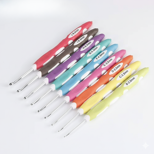 Set de 9 crochets à crochet en aluminium – Poignées colorées