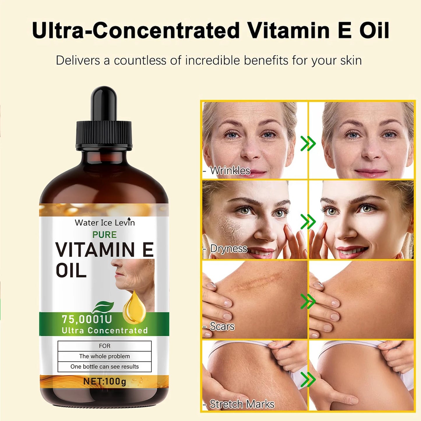 Vitamin E Essential Oil 100ml – Natural Massage & Skin Care Oil for Face, Body